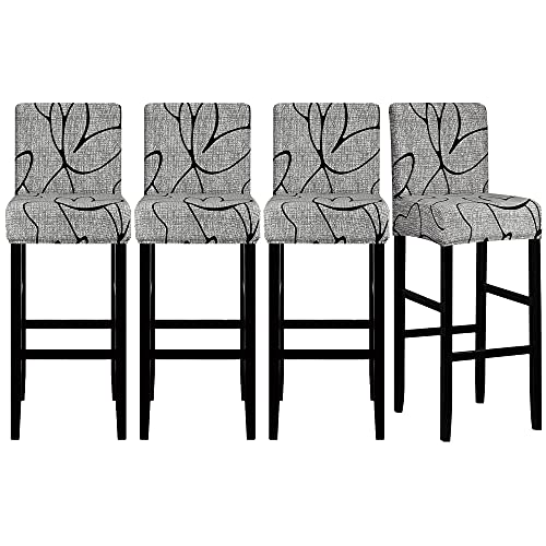 Image of Lellen Bar Stool Covers Set of 4 - Pattern Barstool Seat Covers,Stretch Bar Chair Covers,Removable Bar Stool Chair Covers,Chair Slipcovers,Stool Covers for Kitchen Dining Room Counter Island