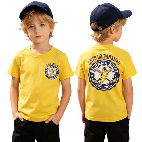 SOFEON Toddler Boy Girl Baseball Shirt Lets Go Banana T-Shirt Kids Baseball Outfit Cute Banana Tees Game Day Short Sleeve TopYellow-Circle 2-3T(90)