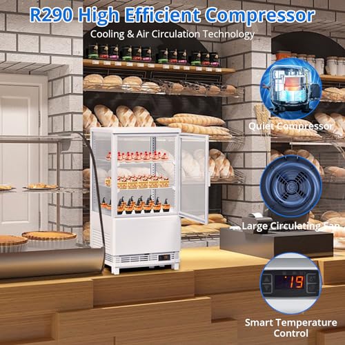 Image of GarveeLife 2.0 Cu.Ft Countertop Commercial Display Refrigerator | Pastry Cooler with LED, Digital Control, & Rear Sliding Door | Frost-Free Air Cooling for Bakery, Cafe, and Restaurant