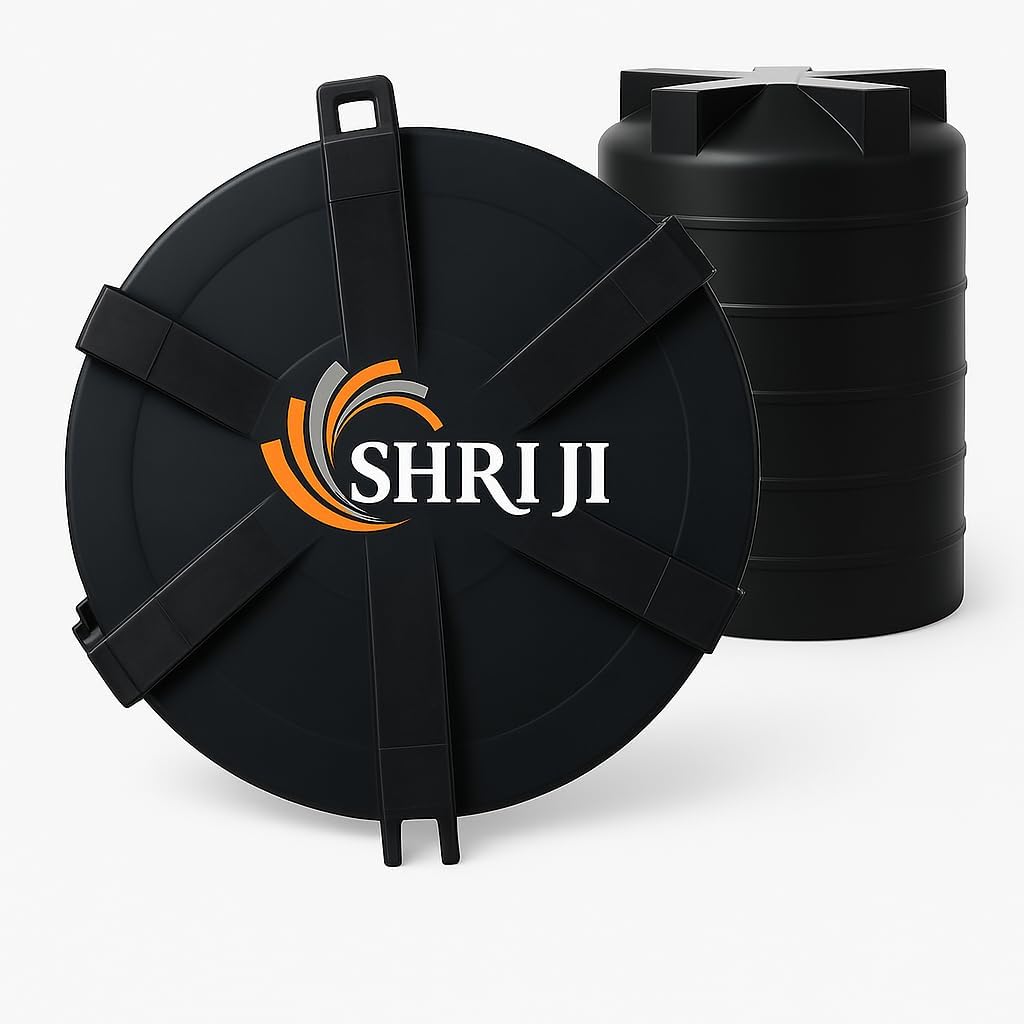 Premium Unbreakable Water Tank Lid | Heavy Duty Plastic Tank Cover with Hinge Type Design | Durable All-Weather Round Tank Cap | Fits 500 To 2000L Water Tanks (Black)-image-40