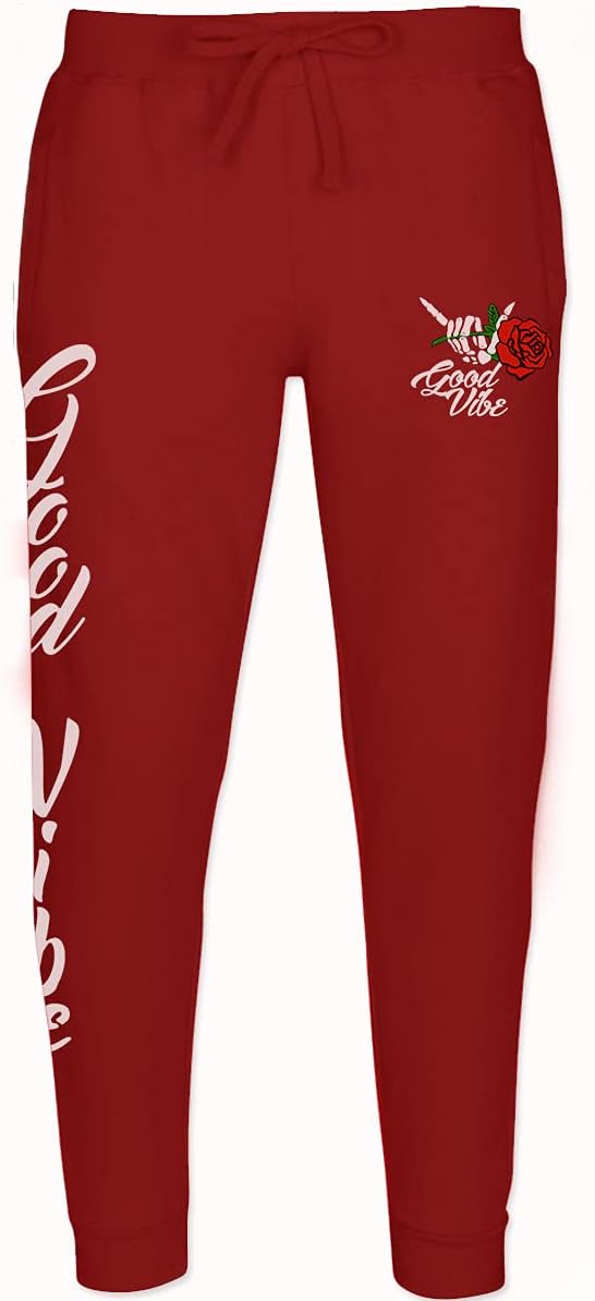 Good Vibe Flowers Bones Hand Shaka Cool Vintage Hipster Graphic Jogger for Men Sweatpant
