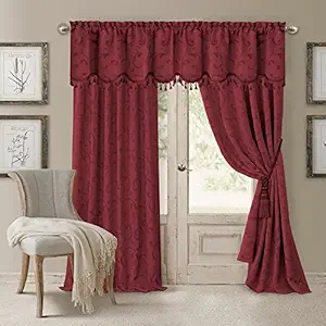 Elrene Home Fashions 026865901528 Blackout Energy Efficient Room Darkening Rod Pocket Window Curtain Drape Regal Jacquard Woven Panel, 52
