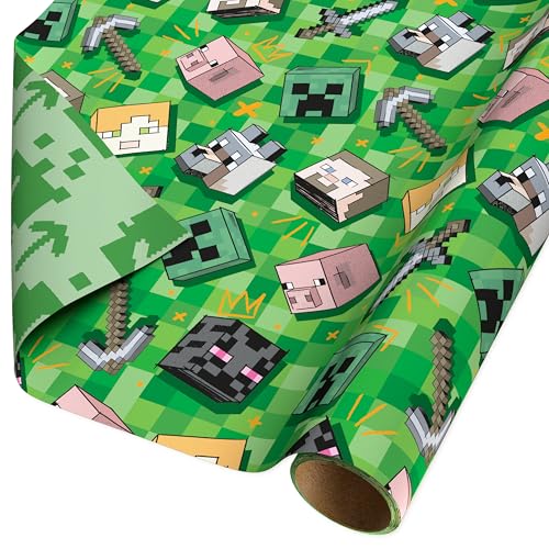 American Greetings 40 sq. ft. Reversible Minecraft Wrapping Paper for All Occasions (1 Roll 30 in. x 192 in.)