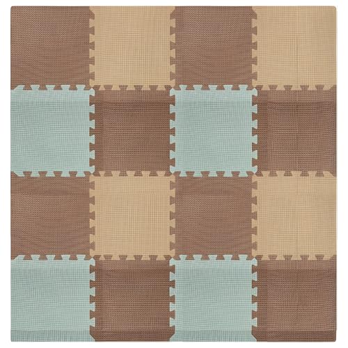 We Sell Mats Interlocking Foam Floor Tiles - 3/8" Thick Green/Brown 18-Pack