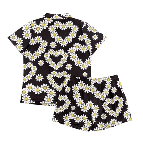 Image of Pjs Womens Short Sleeve Button Down Pajamas Set Two-Piece Nightwear with Pockets