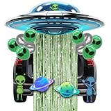 LIANORIST UFO Aliens Trunk or Treat Car Decorations Kit, Trunk or Treat Decorations for Car & SUV, Halloween Decoration for Halloween Party Outdoor Indoor Garage Door with Balloons Streamer Strips