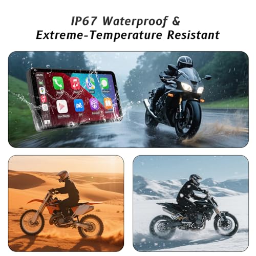 6-Inch Motorcycle Smart Display – Wireless CarPlay & Android Auto | Bluetooth Voice Control | IP67 Waterproof | HD Touchscreen | Easy Install | Fits Most Bikes | OTA Updates
