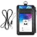 FZR Legend Badge Holder with Zip,PU Leather 2-Sided ID Card Holder with 4 Card Slots,1 ID Window,1 Side Zipper Pocket and 1 piece 20" Leather Neck Lanyard / Strap,Vertical Style - Black
