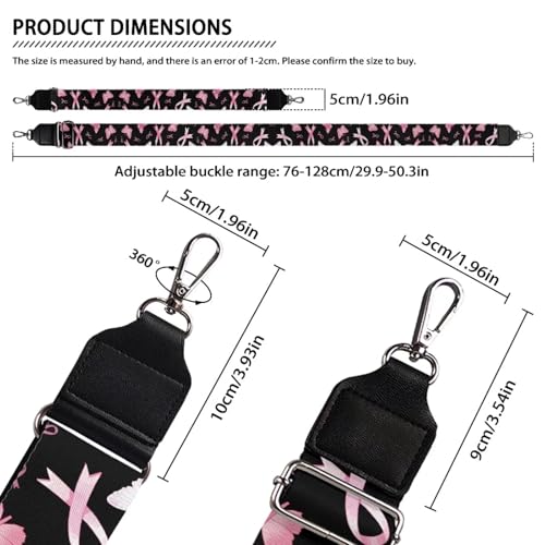 Image of GLENLCWE Pink Ribbon Purse Strap Replacement Crossbody Wide Shoulder Strap Adjustable Canvas Straps Handbag Strap Replacement Belts