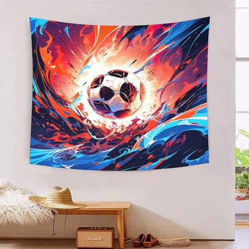 Tapisserie murale football 3d effet en tissu pour habiller un grand mur de salon