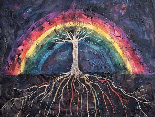 Peinture diamant enfant et adulte activité manuelle en famille arbre coloré
