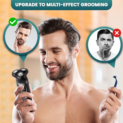 Image of Philips Electric Shavers for Men, Rechargeable AquaTouch Mens Electric Shaver Wet and Dry with Comfort Cut Blades and Click-on Precision Trimmer, Cordless Electric Razors with 5D Flex Head