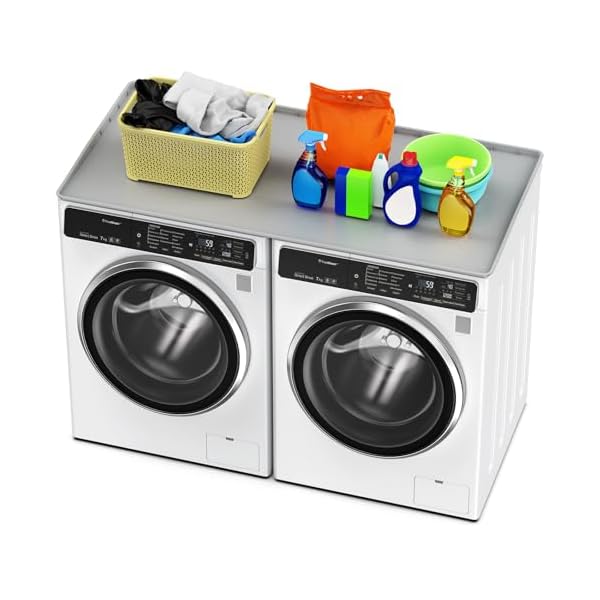 Washer Dryer Countertop – Large 54″×26.8″ Washer and Dryer Covers,Non-slip Waterproof Washing Machine Cover Protector Top Load,Washer and Dryer Covers for the top for Laundry & Kitchen（Gray）