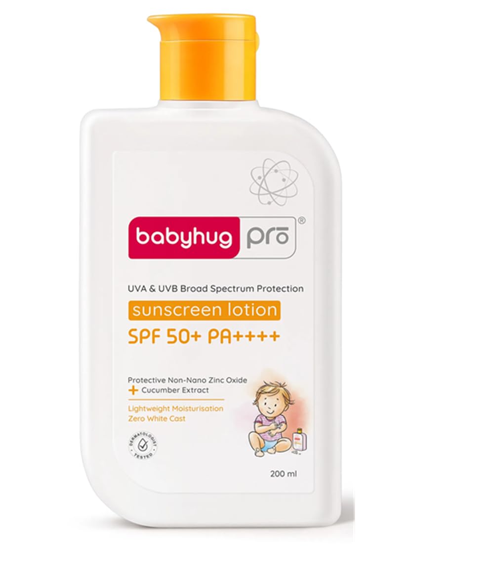 Babyhug Pro Sunscreen Lotion SPF 50+ PA++++, UVA & UVB Broad Spectrum Protection, Non-Nano Zinc Oxide with Cucumber Extract, 200ml-image-3