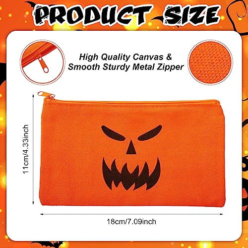 Sweetude 30 Pcs Halloween Makeup Bags Bulk Orange Halloween Cosmetic Bags Pumpkin Gift Bag Pouch Travel Purse Toiletry Organizer with Zipper for Women Team Party Favors (15 Styles)4