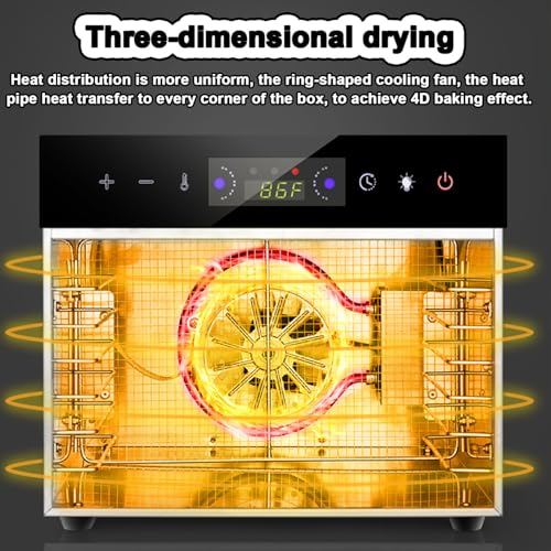 Dörrgerät für Lebensmittel, 12/18 Tabletts aus Edelstahl, Lebensmitteltrockner, 800 W, kommerzieller Dörrautomat, Gefriertrockner mit digitaler Temperatur und Timer für Lebensmittel,12Layer – Bild 8