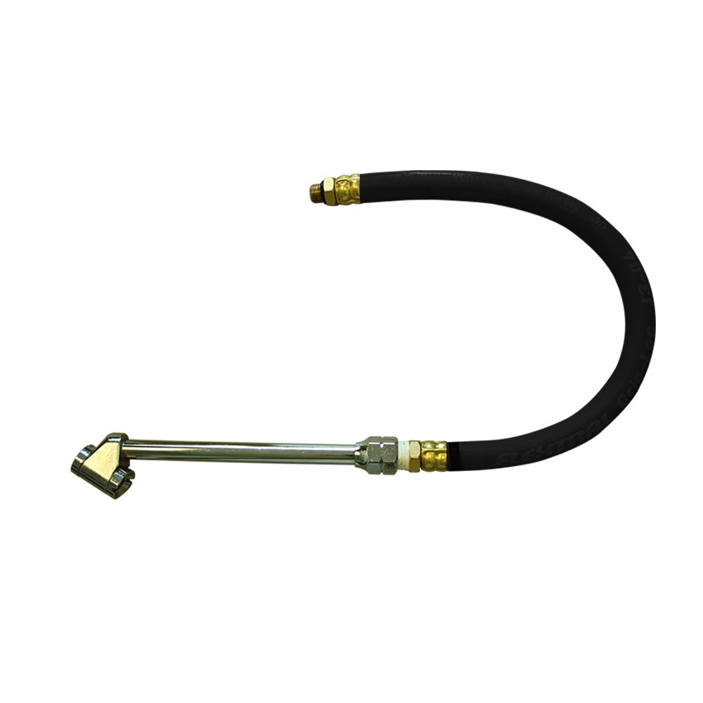Interstate Pneumatics TW137W Dual Foot 6 Inch Long Tire Inflator Chuck for Truck with 1/4 Inch Black Steel Braided Whipend