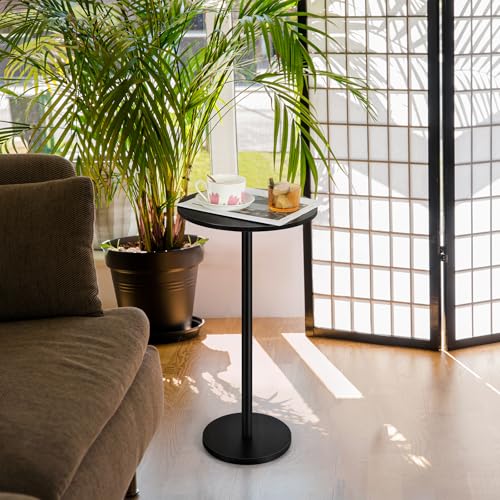 Vrisa Drink Table for Small Spaces Round Pedestal Table Small End Table Modern Martini Table Accent Side Table for Living Room, Bedroom, Sofa Couch Chair, Black - Thumbnail 6