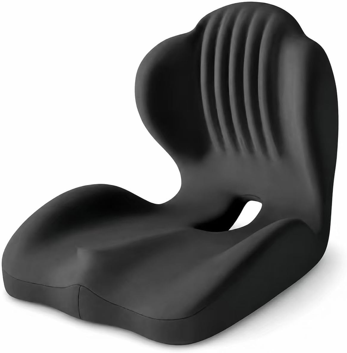 Ergonomic Memory Foam Seat Cushion, L Shaped Lumbar Support Pillow with Tailbone Relief, Orthopedic Chair Pad for Office, Car, Gaming Chair, Travel (Black)
