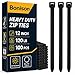 Zip Ties 12 inch Heavy Duty Zip Ties with 120 Pounds Tensile Strength, Black Cable Ties for Multi-Purpose Use, Self-Locking UV Resistant Nylon, 100 Pcs