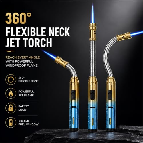 Encendedor de llama tipo jet recargable con manguera flexible de 360 grados para chimenea 3