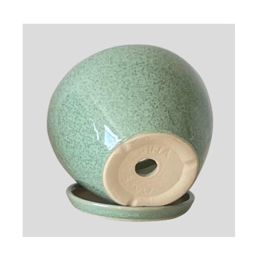 Vaso for fiori in smalto ceramico, con foro di drenaggio e vaso for fiori rotondo con pallet for vaso da fiori for piante da interno ed esterno(Blue,Small)