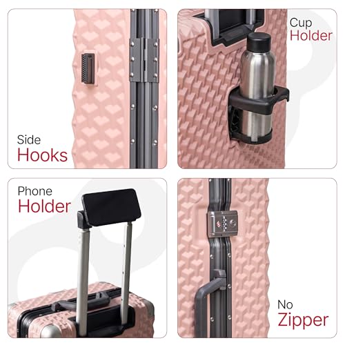 Image of Hard PC Trolley Luggage, Cabin Size, 100% Polycarbonate, Lightweight and Durable, Silent Wheels, Anti-Theft with Aluminium Frame, and 2 TSA Locks, 20-Inch, Coral Mist