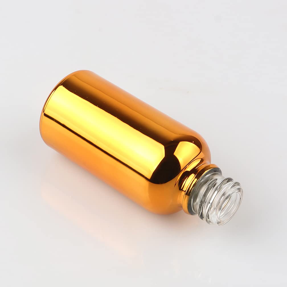 24 Pieza 30ml Oro Botellas de Cristal con Pipeta, 30 ml Frasco Cuentagotas Cristal con Tapón de Rosca Oro, Botella de Vidrio con Cuentagotas para Aceite Esencial Aromaterapia