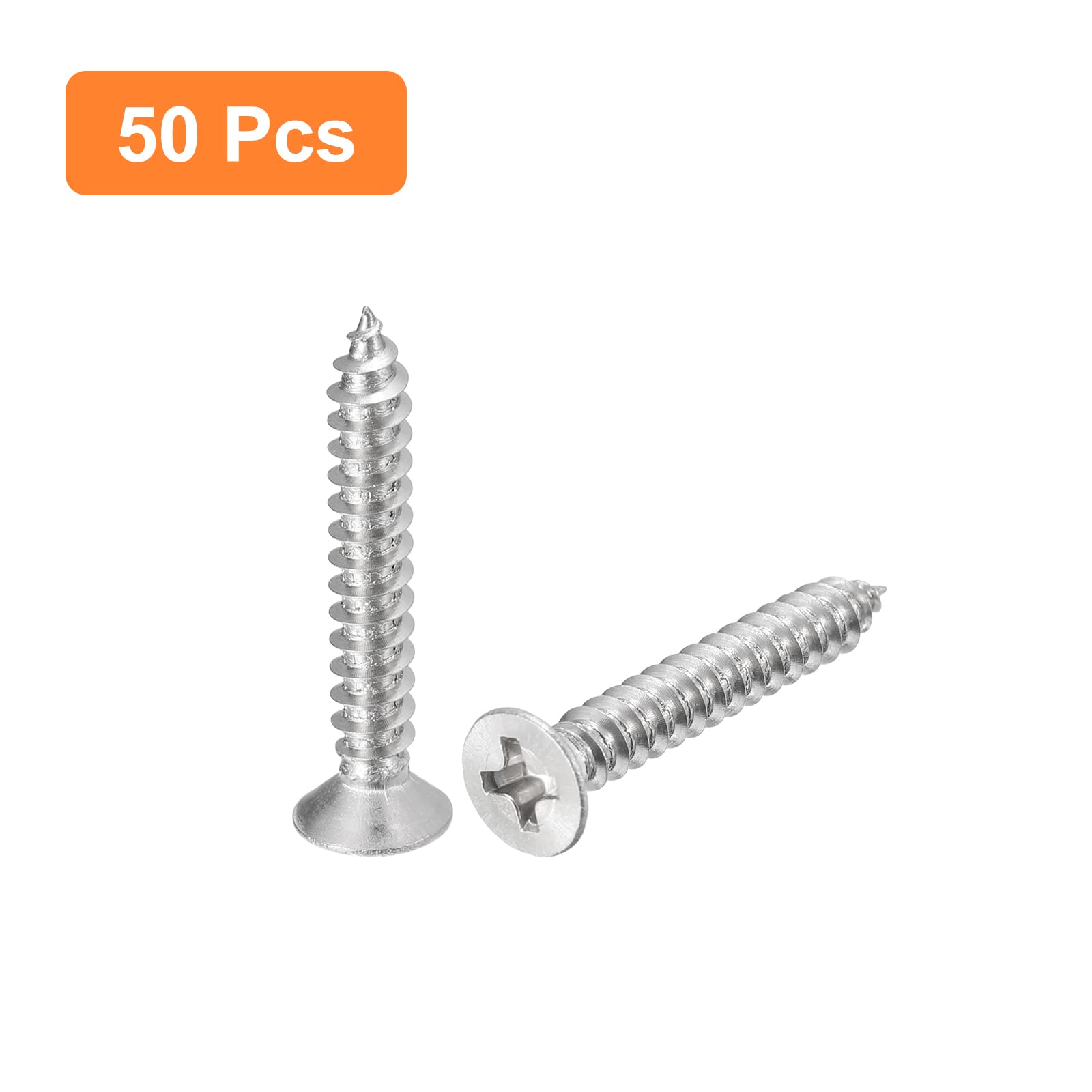 Viti Lamiera Piatta Inox 100 Viti Testa Piatta Phillips In Acciaio Inox #10 X 3/4 Pollici - Per Lamiera, Qualità EZ-Fasteners Filo Spinato Zincato - Foto 4