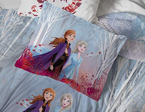 Image of Disney Frozen 2 Forest Spirit 7 Piece Full Bed Set - Includes Reversible Comforter & Sheet Set - Bedding Features Elsa and Anna - Super Soft Fade Resistant Microfiber - (Official Disney Product) | Bed in a Bag, Comforter Sheets Shams Pillowcases, Official Brand, Soft Microfiber, Machine Washable, Girls Gift