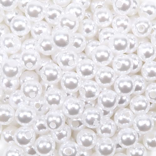 TOAOB 200 Piezas Perlas de ABS Cristal Blancas Perlas de Imitación de 8 mm Redondas para Rellenar Jarrones Collares Pulseras Joyas y Manualidades