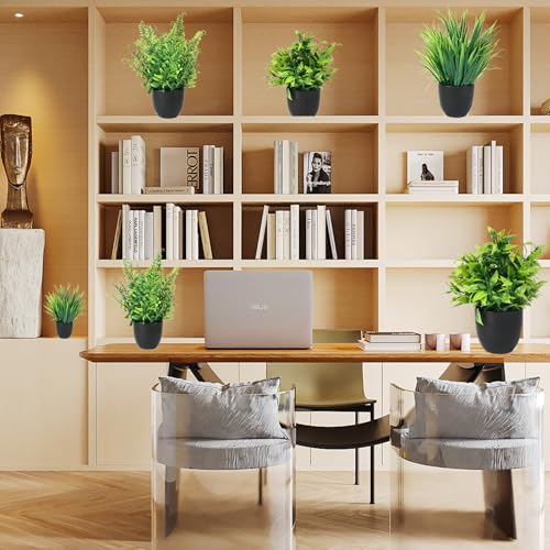 4 Stück Kunstpflanze mit Topf, Künstliche Plastik Pflanze Deko, Klein Fake Plant Topfpflanze Emulation Pflanze Künstlich für Schreibtisch, Haus, Balkon und Bad Dekoration – Bild 6