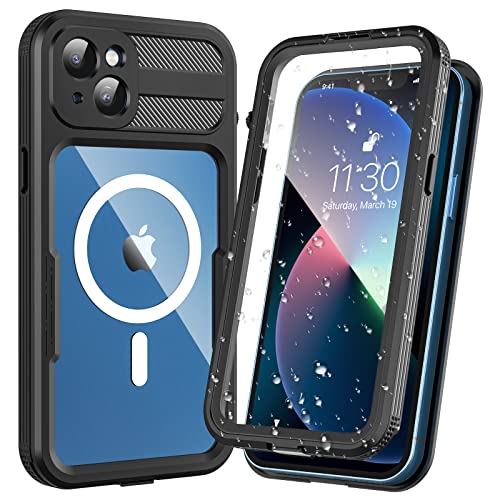 iPhone 14 Max 防水ケース フルボディ耐衝撃ケース iPhone 14 Max 磁気ケース 防塵スマホケース スクリーンプロテクター/カメラレンズ/クリアサウンド品質/ストラップ付き iPhone 14 Max用