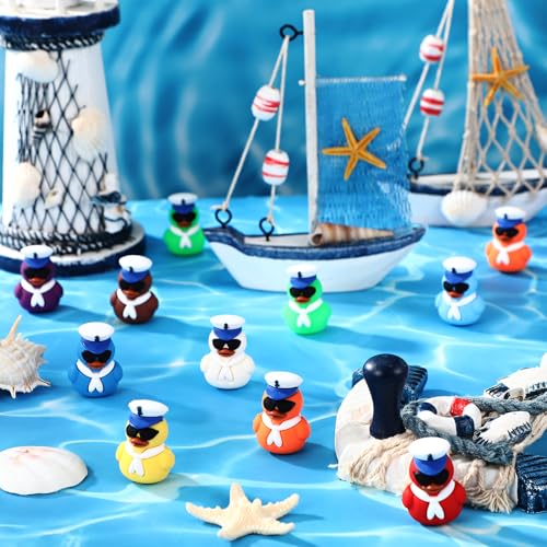 Image of Gejoy 50 Pcs Mini Sailing Rubber Ducks Sailor Captain Figurines Bulk Small Assorted Ships Captain Rubber Ducks for Birthday Gifts Party Exchanging Favors Holiday Decor Hunting