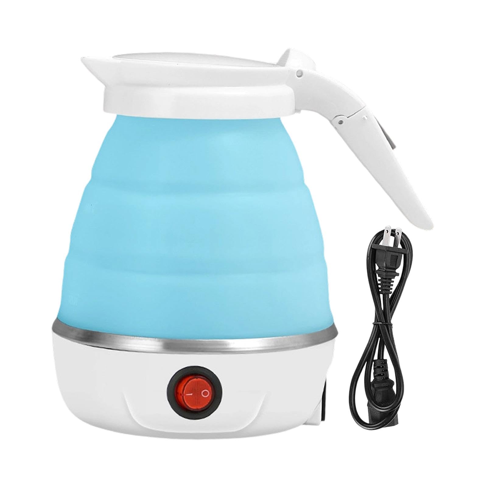 Foldable Electric Kettle Compact Hot Water Boiling for | Foldable Electric Kettle Compact Hot Water Boiling for Travel Hotels Offices Blue Stainless Steel Silicone 600Ml-image-22