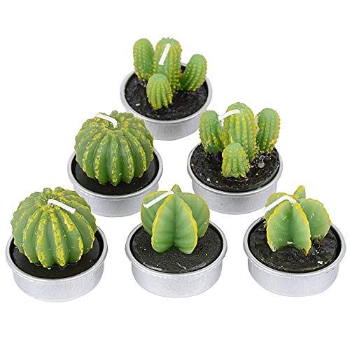 Txyk 6 Velas Decorativas Hechas a Mano, diseño de Cactus, delicadas sin Humo, para cumpleaños, Bodas, Fiestas, decoración del hogar
