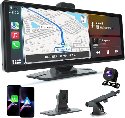 Image of Cason Upgraded Carplay Android System Touch Screen 10-Inch Android Car Stereo Infotainment System IPS LED Car Display Screen with Rear Camera,Voice Control,BT for All Vehicles.