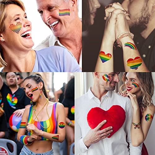 Tazimi 40 Sheets Rainbow Temporary Tattoos ,Gay Pride Tattoos,Flower/Butterfly/Heart/Lips/ Rainbow Flag Tattoo Stickers For Kids Adults #TOP2