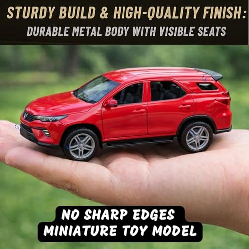 Image of LT /1:32 Scale Fort.uner Die-Cast Pull Back Car Toy for Boys Kids Sturdy Metal Miniature Model Toy Vehicle for Kids Realistic Design Fortuner Toy Car-1[Black] (RED)