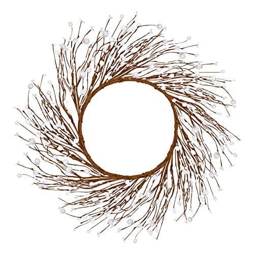 Hamore Valentine's Day Wreath White Berry Wreath Berry Vine Winter Wreaths Artificial Valentine's Day Wreaths For Front Door Home Indoor Outdoor Farmhouse Wall Window Valentine's Day Holiday Decor #TOP9