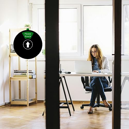 Image of Office Door Sign- Do Not Disturb /Out of Office /Please Knock /In a Meeting /Working Remotely /Back Soon, Rotating Privacy Door Sign Conference, 6 Inch, Black