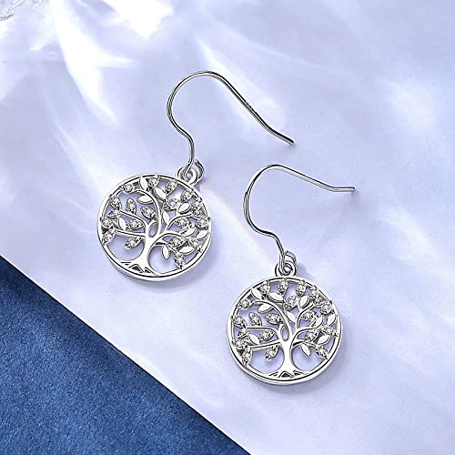 AEONSLOVE Tree of Life Earrings for Women, 925 Sterling Silver Family Tree Dangle Earrings Gifts for Women Mother Daughter Wife3