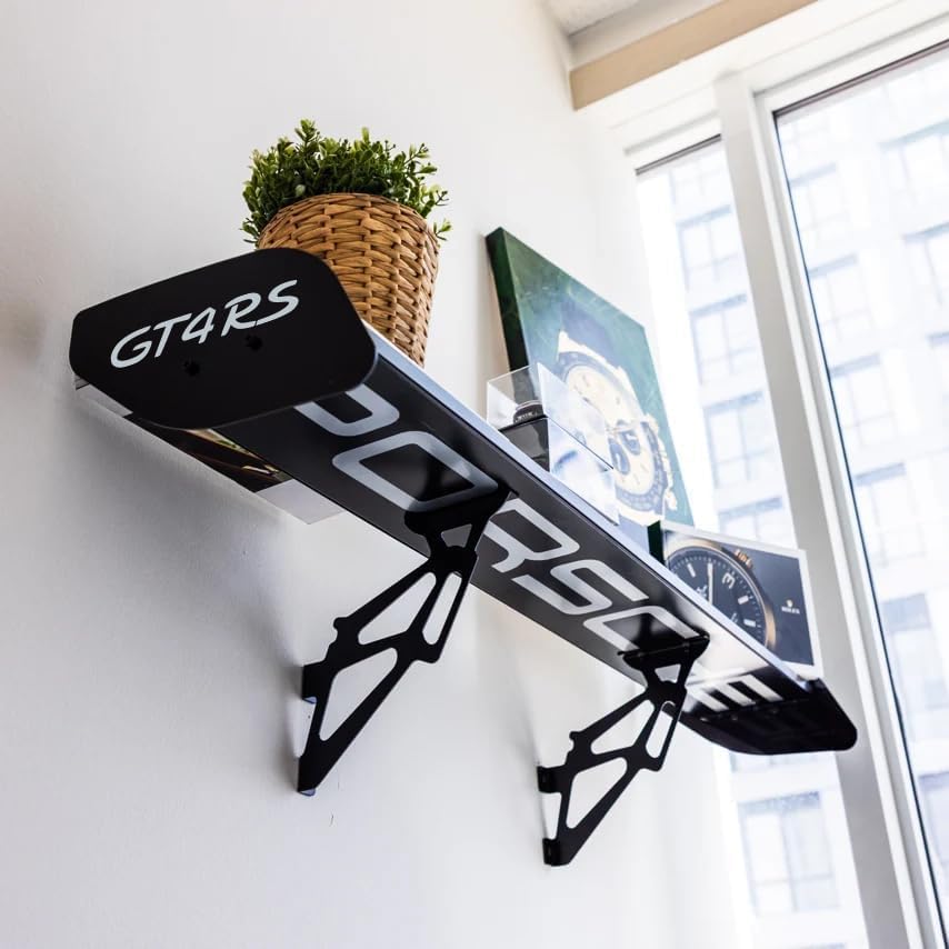 Image of GTR Spoiler Shelf for Wall - 42 inches Long Spoiler Shelf for Home, Office, Garage | Race Car Inspired Display Wall Shelf | Automotive Decor, Motorsports Furniture