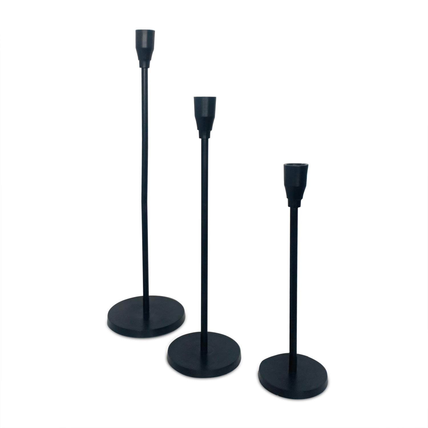 Rely+ Set of 3 Black Aluminum Candlestick Holder Taper Candle Holders for Romantic Bedroom Living Dinner Birthday, Wedding Dining Table Home Decoration & Bar Decorative