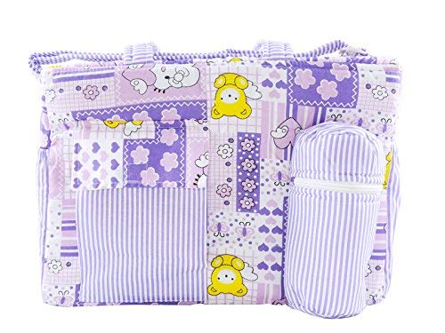 Ole Baby Big Amazing Striped Smart Organizer Best Material 100% Cotton, Multi-Function Diaper Bag. (Purple)