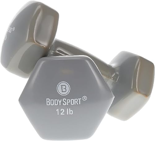 Body Sport Mancuerna de vinilo para mano, mancuernas para ejercicios, equipo de entrenamiento de fuerza, mancuernas de neopreno, accesorios de