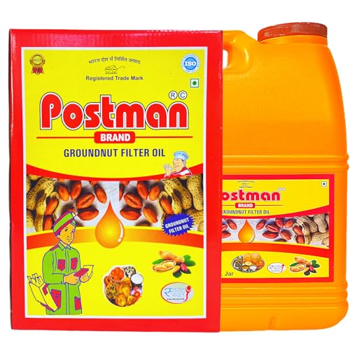 Image of Postman Double Filter Groundnut Oil 15 Litre Jar | 100% Pure Filtered Peanut Oil for Cooking & Deep Frying | Aromatic Mungfali Tel