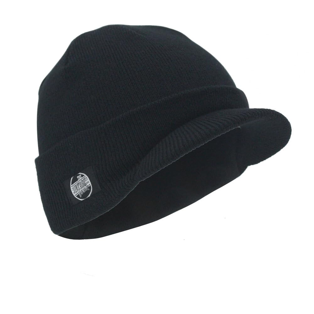 The Vintage YearPlain Sports Visor Billed Knit Radar Cuff Beanie