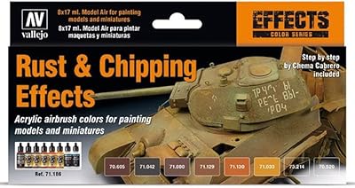 Acrylicos Vallejo VJP71186 17 ml Acrylic Paints Rust & Chipping Effects Model Air Paint - Set of 8