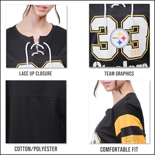 Ultra Game Women's NFL Lace Up Tee Shirt Penalty Box4